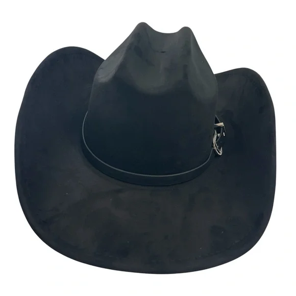 Western hat buckle embellished rhinestone suede cowgirl cowboy black NWT - Picture 5 of 10